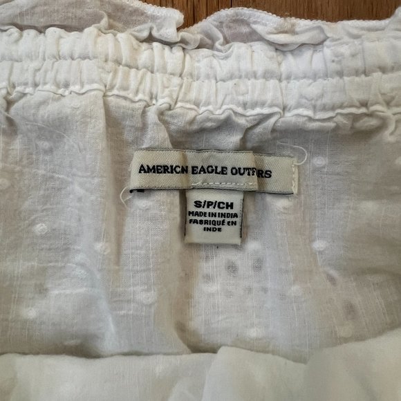 american eagle - white cotton off the shoulder top with eyelet details - size s - Picture 3 of 5